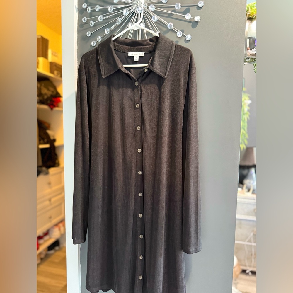 Black Button-Up Long Sleeve Dress